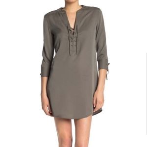 New Theory Deep Sage Green Jullitah R2 Lace Up Dress Size 2